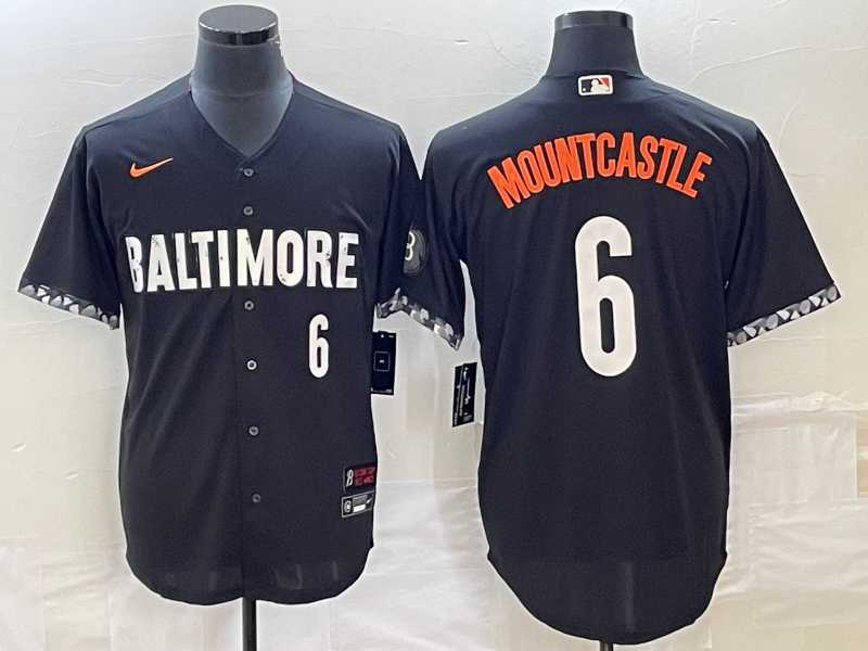 Mens Baltimore Orioles #6 Ryan Mountcastle Number Black 2023 City Connect Cool Base Stitched MLB Jerseys